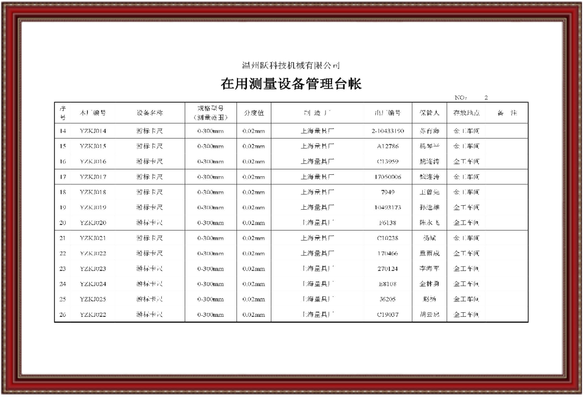 在用測量設備管理臺賬2